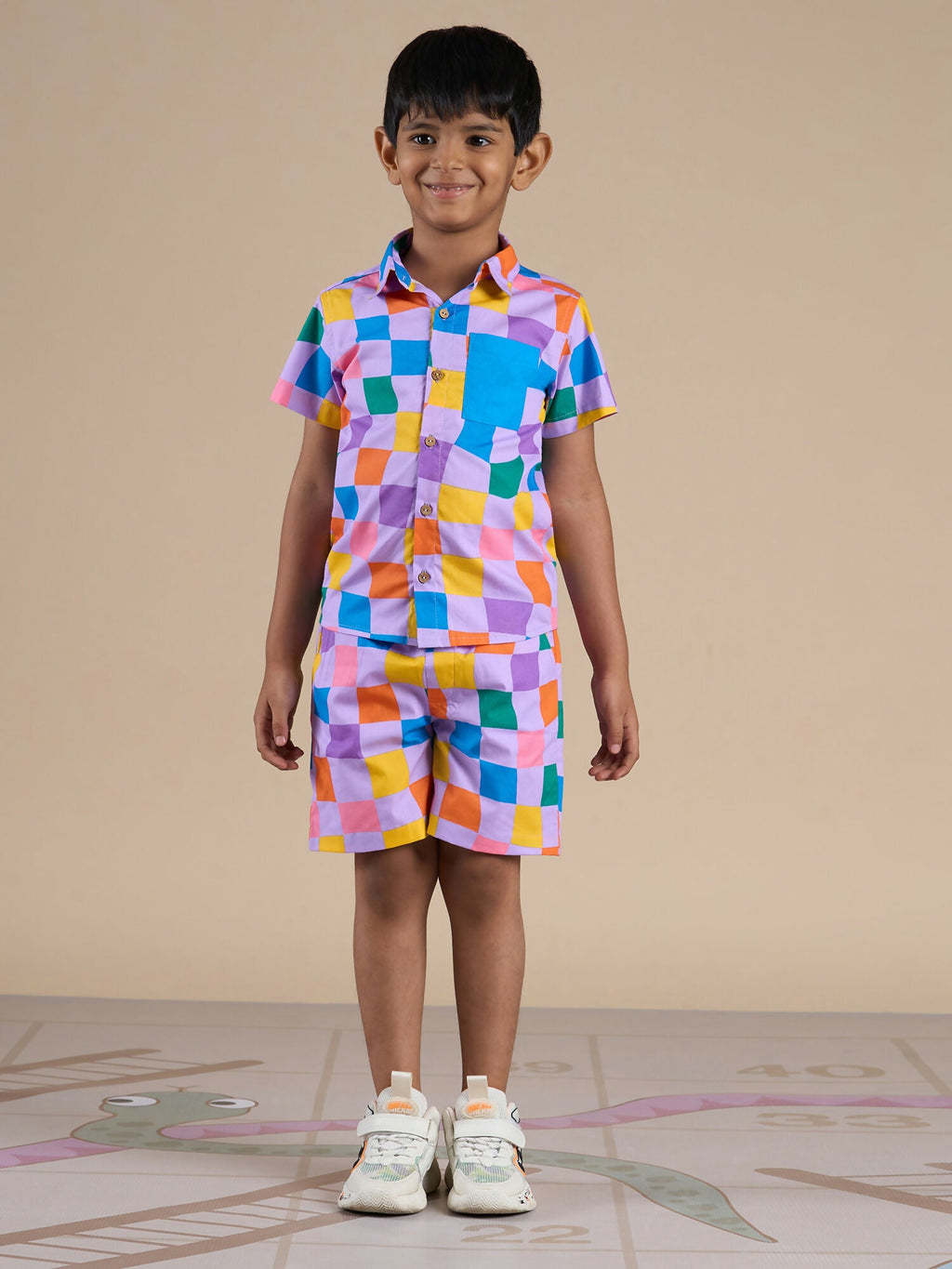 Snakes and Ladders Boys Multi Color Rotary Print Shirt and Boxer Set from Siblings Collection