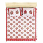 Queen Size 230x270 Cms Jaipuri Hand Block Printed Traditional 144TC Cotton Bedsheet with 2 Pillow Covers