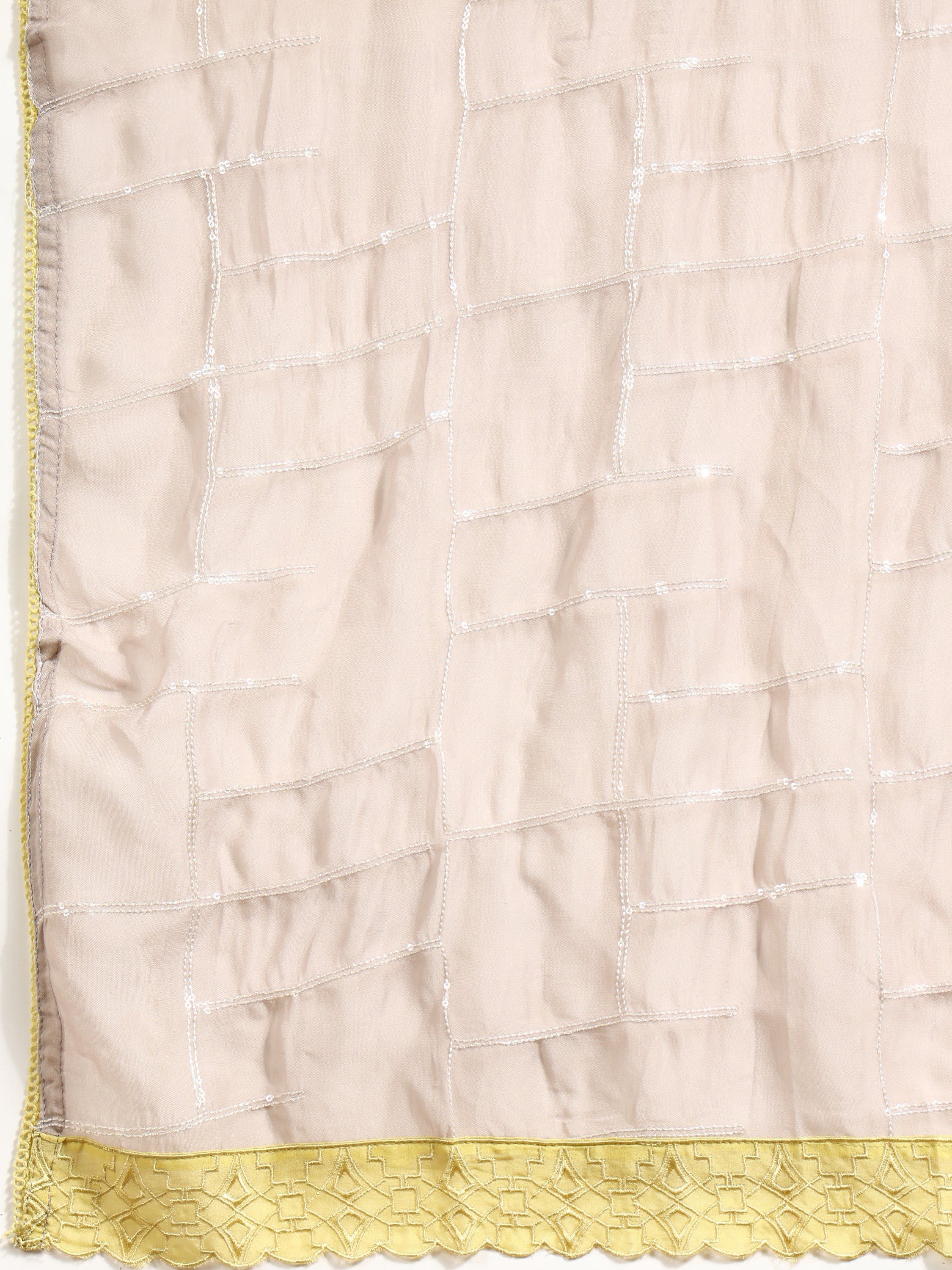 Hand Embroidered Kurta With Pant & Organza Sequined Embroidered Dupatta, Grey - Hiral Fashion - Distacart