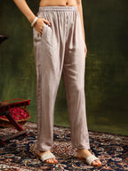 Hand Embroidered Kurta With Pant & Organza Sequined Embroidered Dupatta, Grey - Hiral Fashion - Distacart
