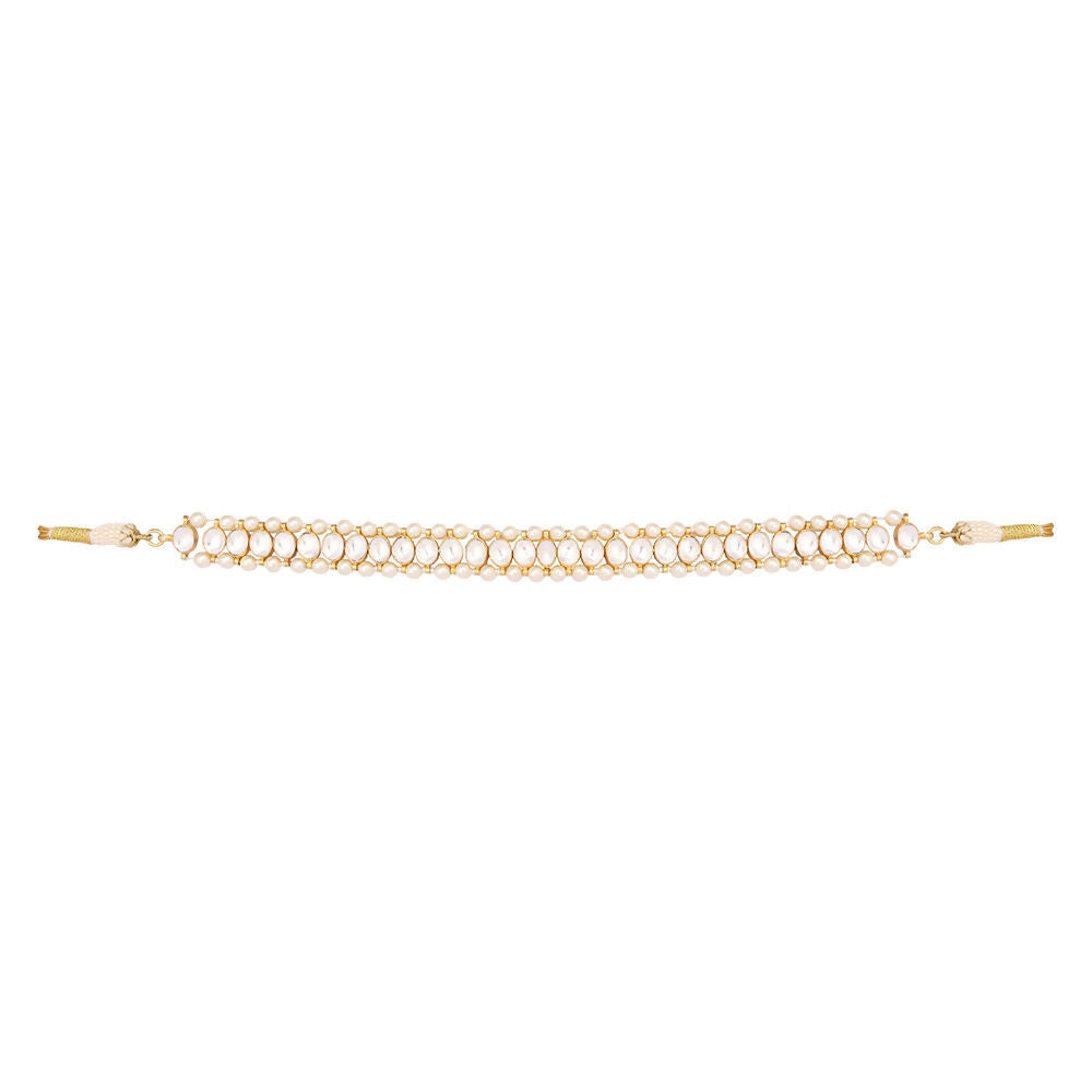 Nuyug 22K Gold Plated Kundan Refined Sleek Matha Patti