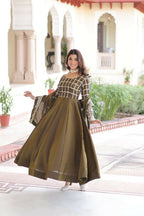 Joban Fashion Mehndi Kurta Set Silk Sequins , Zari, Coding & Thread Embroidered work - Distacart