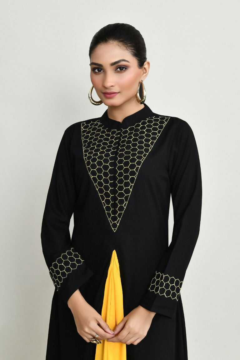 Joban Fashion Black Rayon Kurta Set