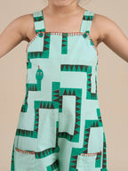 Snakes and Ladders Girls Green Table Print Jumpsuit from Siblings Collection