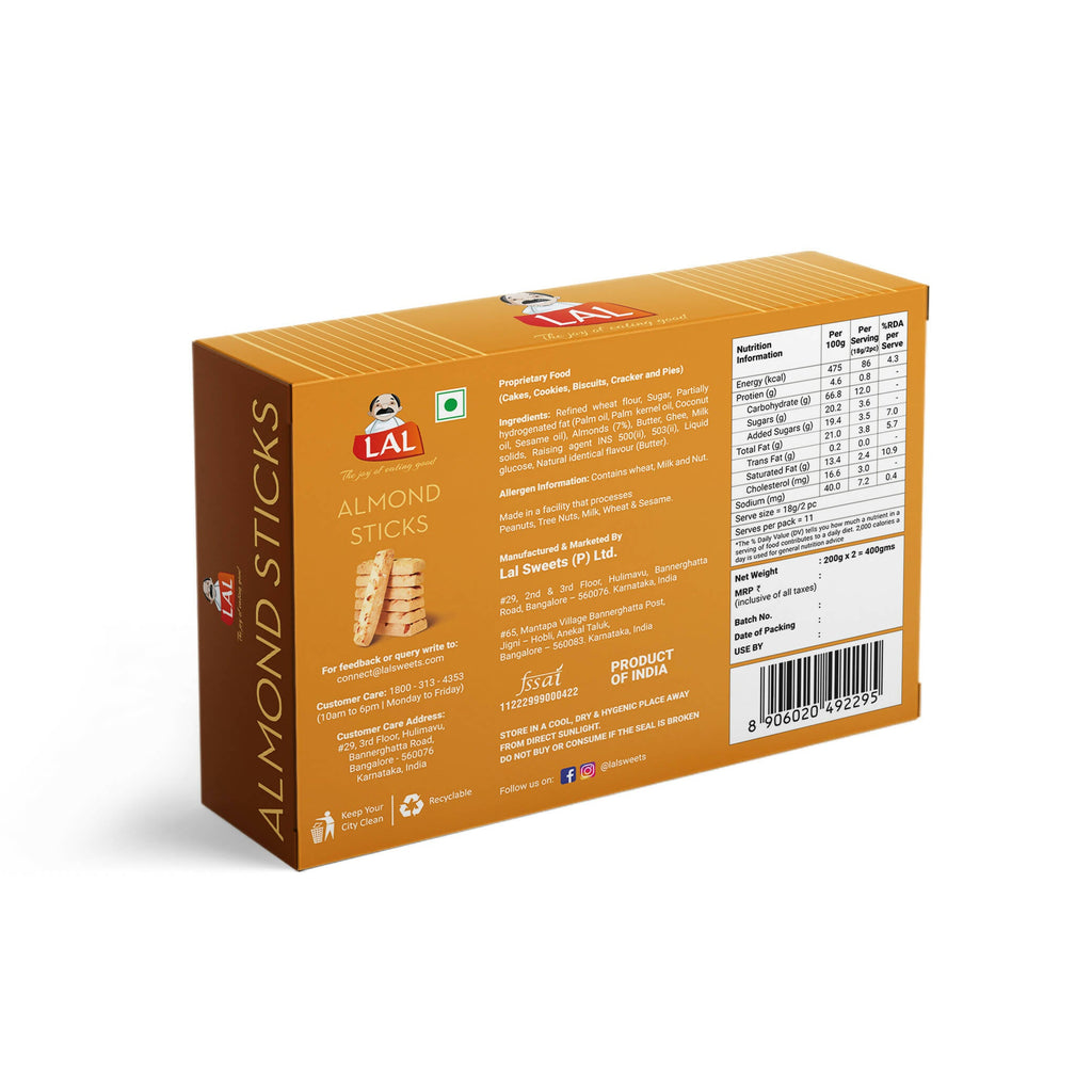 Lal Sweets Almond Sticks Cookies - Distacart