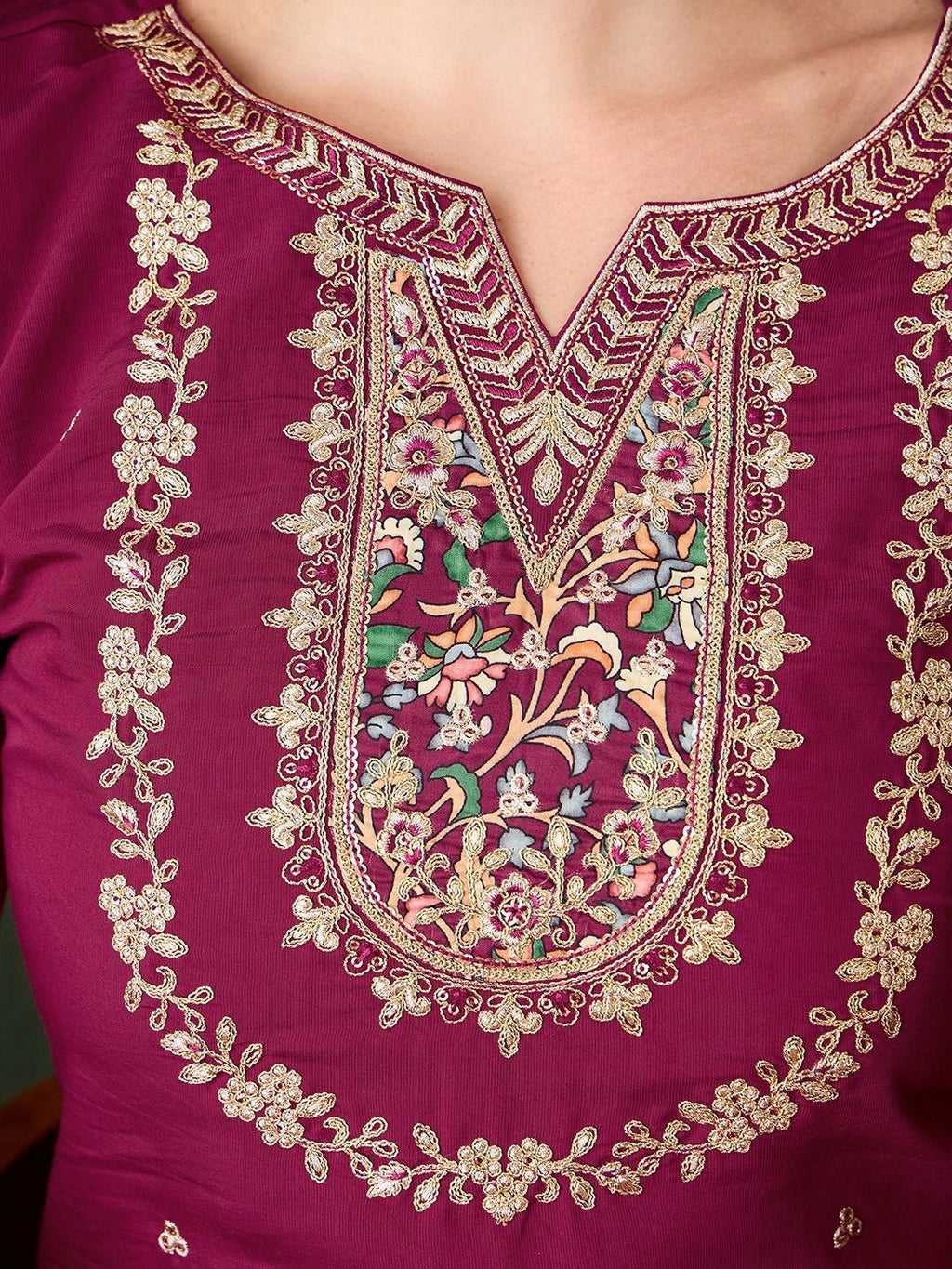 Sangria Embroidered Kurta & Trouser With Dupatta