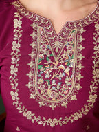 Sangria Embroidered Kurta & Trouser With Dupatta