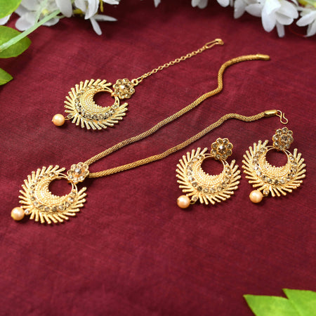 Mominos Fashion Johar Kamal Gold-Polished Brass Finish Long Necklace For Women (Golden)