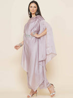Women Republic Lavender Georgette Assymetical Kurta With Palazzo - Distacart