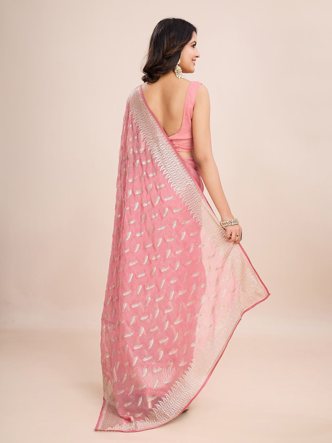 kasee Floral Embroidered Art Silk Ready to Wear Saree