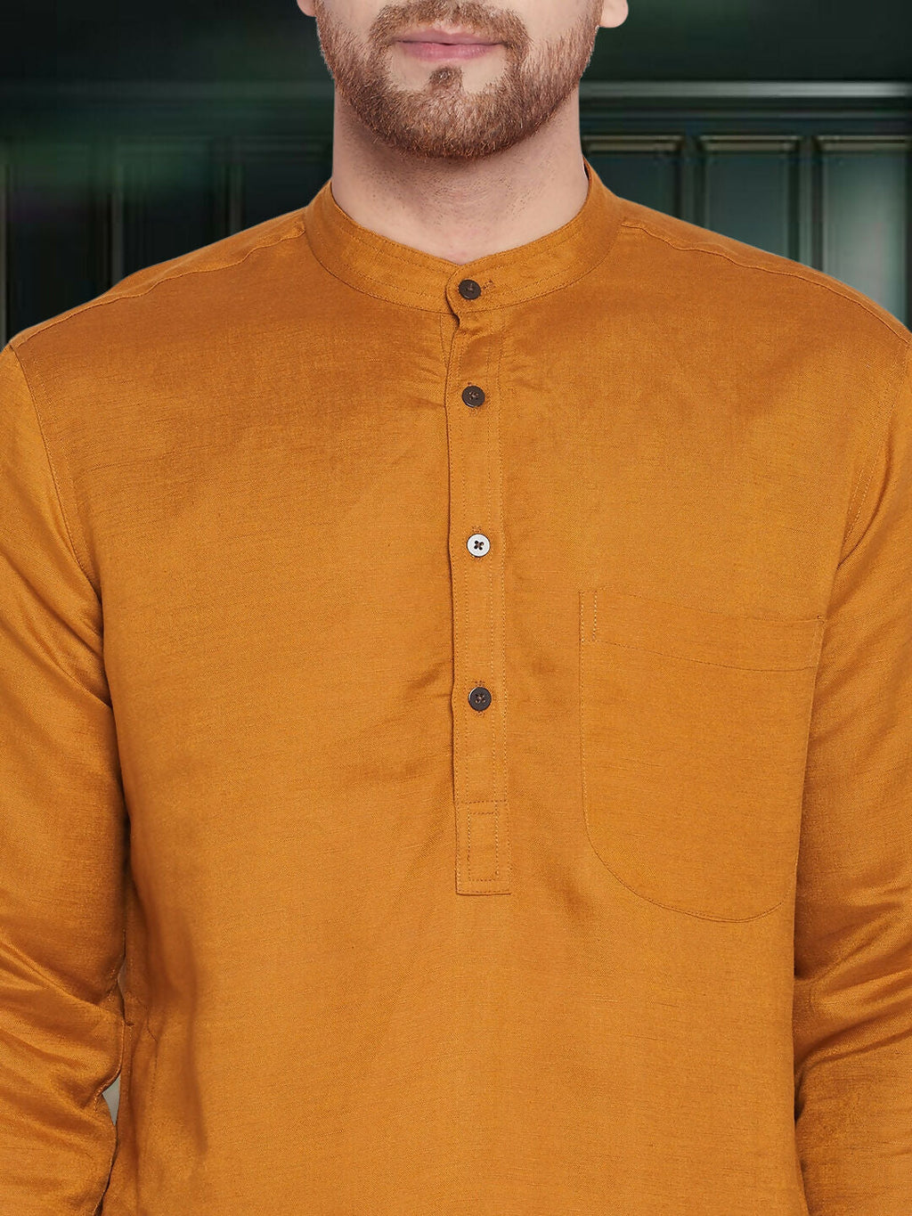 Even Apparels Men's Copper Coloured Linen Kurta