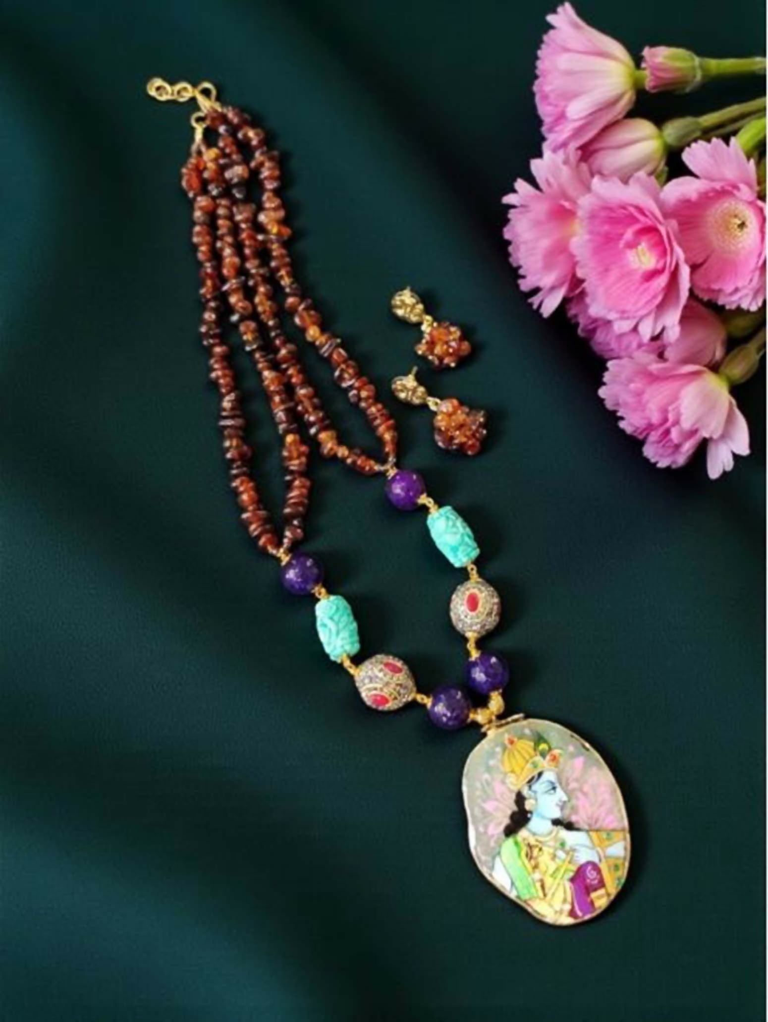Joban Fashion Women Multi Onyx Beads With (Mother Of Pearl (Dyed) Chips And Hydro Beads - Distacart