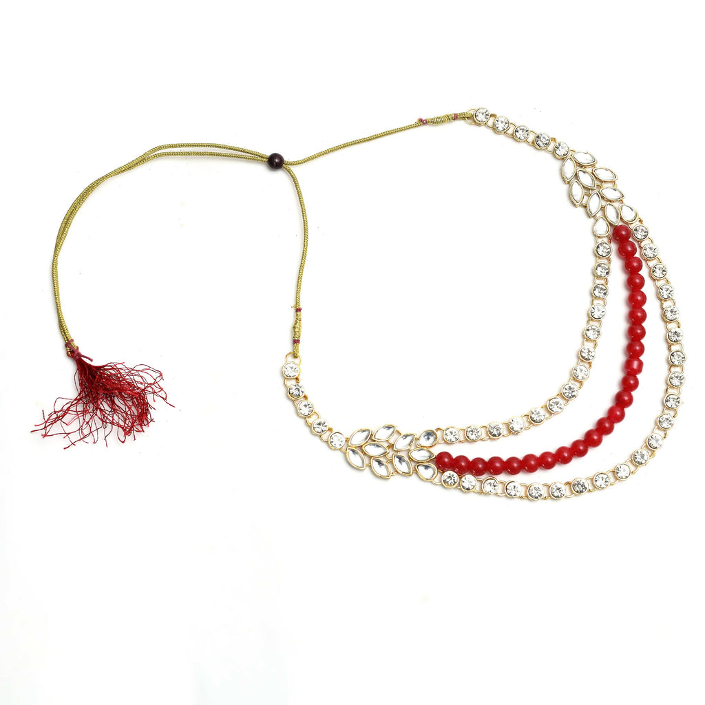 Mominos Fashion Johar Kamal Handicraft Finish White & Red Pearls Choker For Women (White/Red) - Distacart