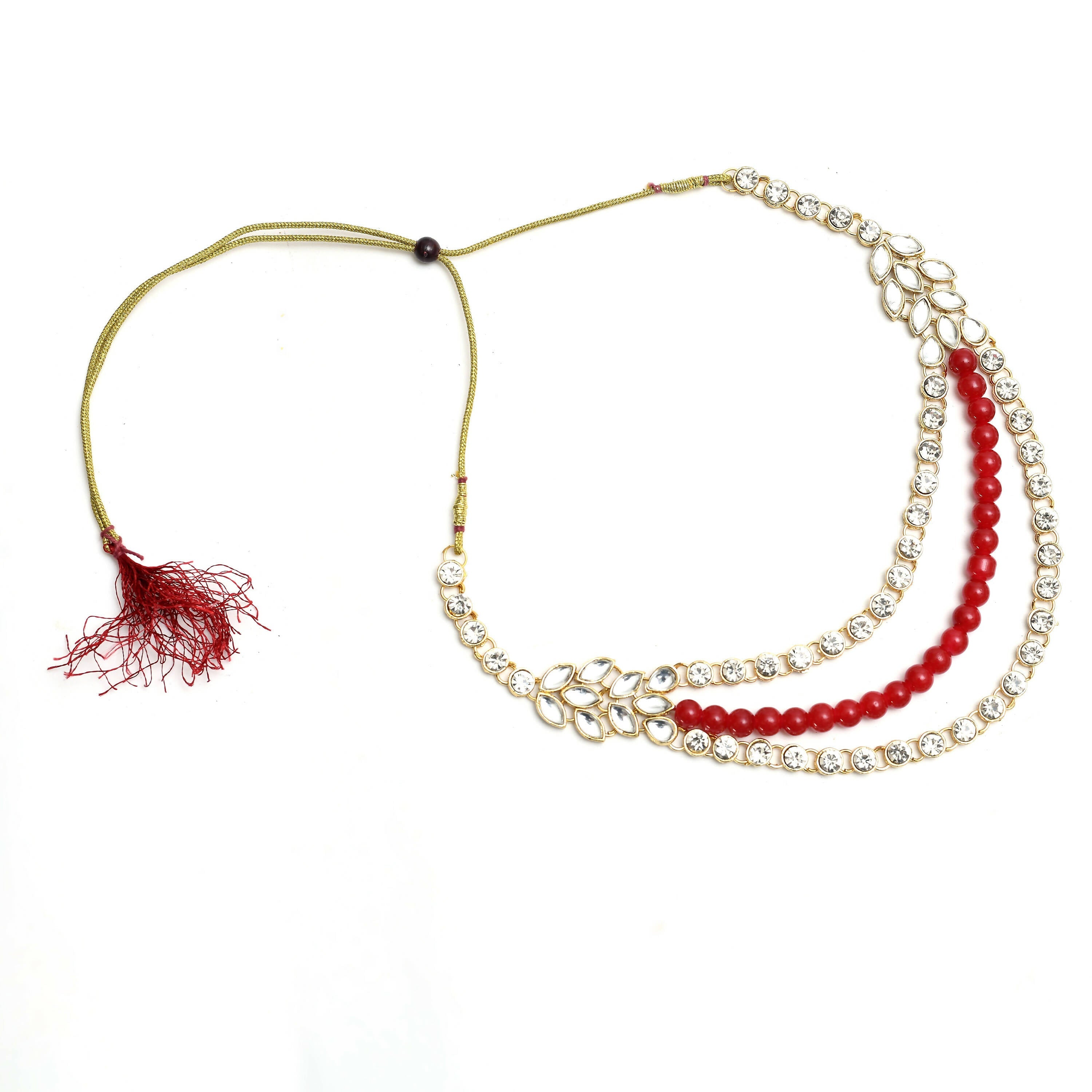 Mominos Fashion Johar Kamal Handicraft Finish White & Red Pearls Choker For Women (White/Red) - Distacart