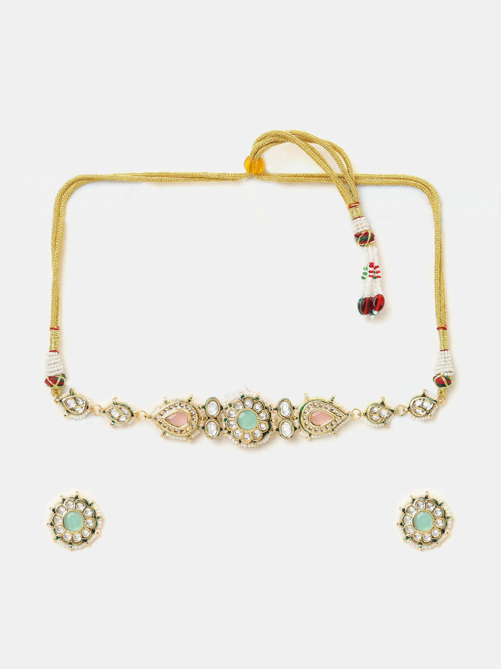 Ruby Raang Kundan Choker Neckpiece With Matching Studs