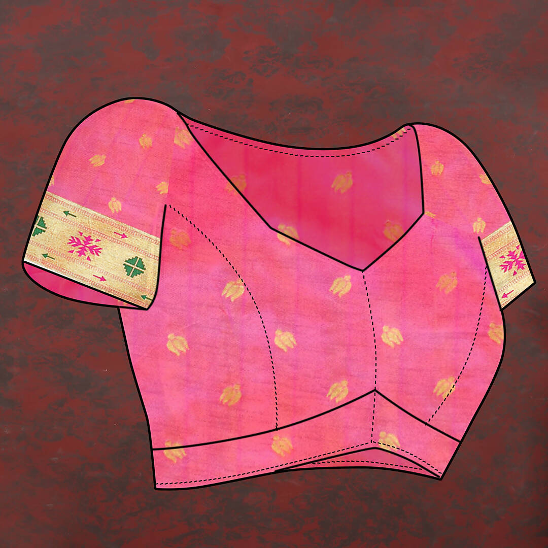 Lorenvalley Fashion Pink Soft Paithani Silk Woven Design Gold Zari Meenakari Weaving Saree