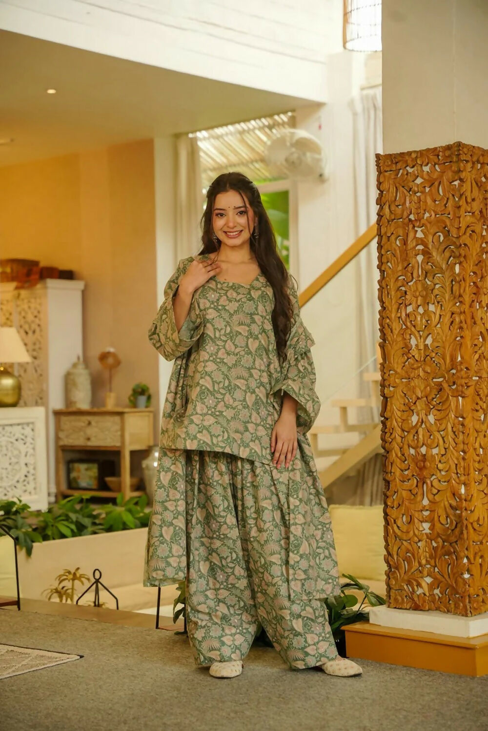 Aayaa Designer Printed Full Flared Suit - Distacart