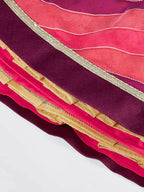 House of Panchhi Rose Organza Siroski Stone Work Leheriya Print Lehenga Choli & Dupatta