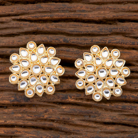 Joban Fashion Women Kundan Pearl Golden White Earrings