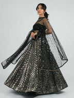 Jyoti Fashion Women's Silver Georgette Sequins with Zari Embroidered Designer Lehenga Choli Set