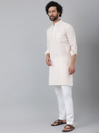 RIAG Beige Men's Ethnic Long Kurta And Pyjama Set - Distacart