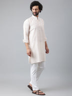RIAG Beige Color Long Sleeves Ethnic Men's Cotton Long Kurta - Distacart