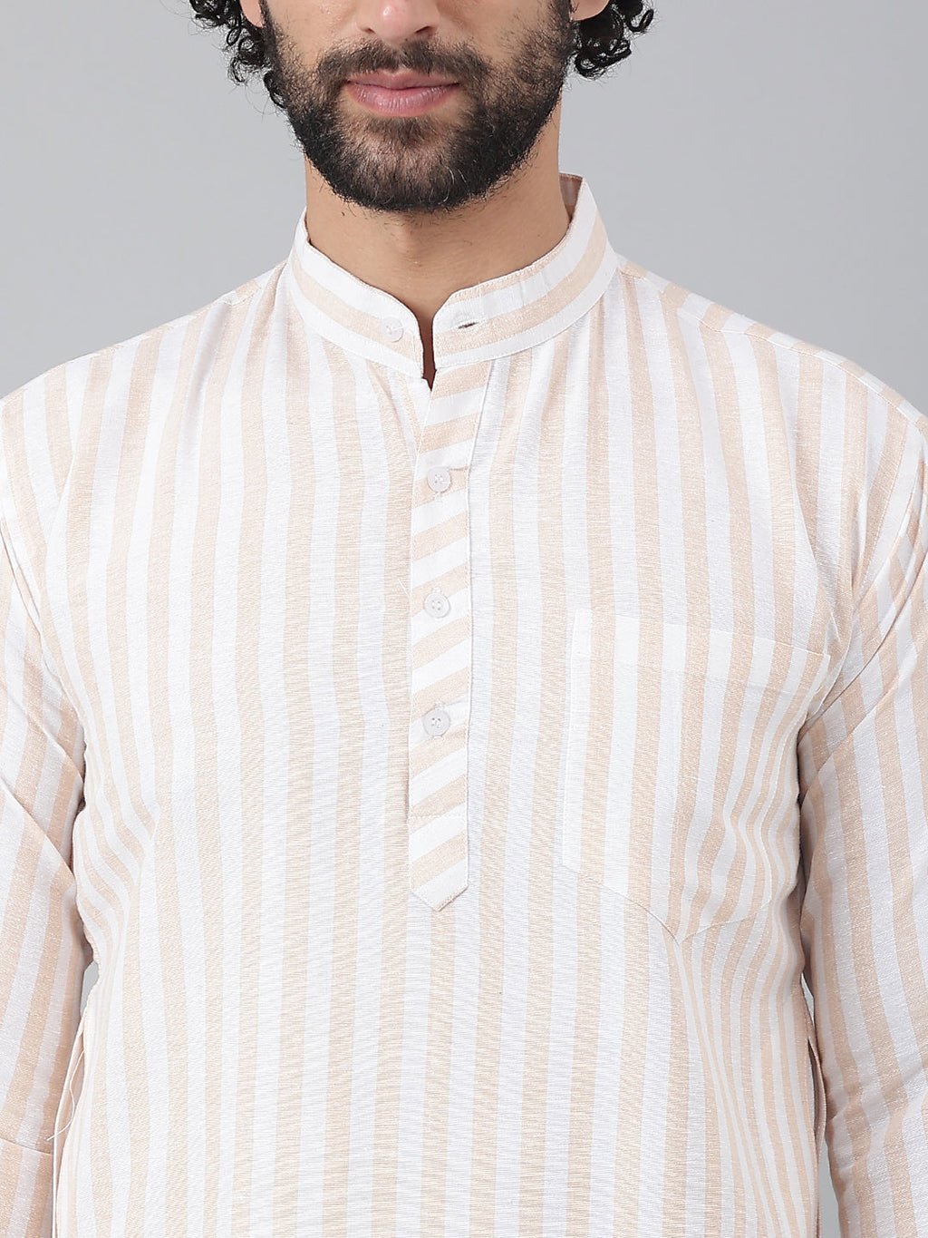 RIAG Beige Men's Ethnic Long Kurta And Pyjama Set - Distacart