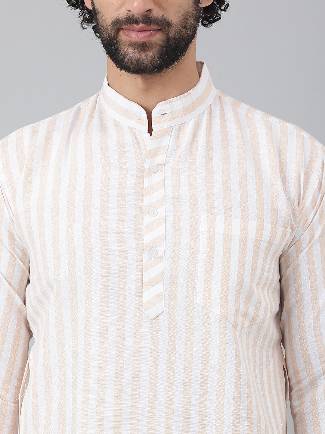 RIAG Beige Men's Ethnic Long Kurta And Pyjama Set - Distacart