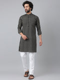 RIAG Black Color Long Sleeves Ethnic Men's Cotton Long Kurta - Distacart