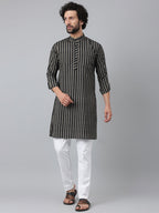 RIAG Black Color Long Sleeves Ethnic Men's Cotton Long Kurta - Distacart