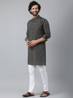 RIAG Black Color Long Sleeves Ethnic Men's Cotton Long Kurta - Distacart