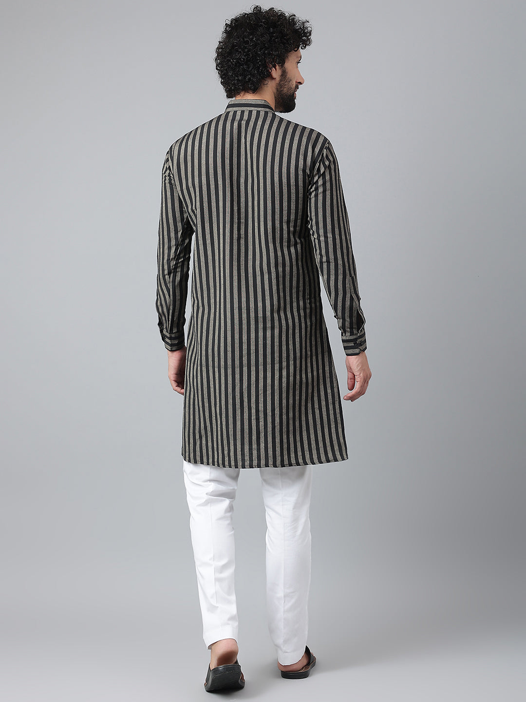 RIAG Black Color Long Sleeves Ethnic Men's Cotton Long Kurta - Distacart