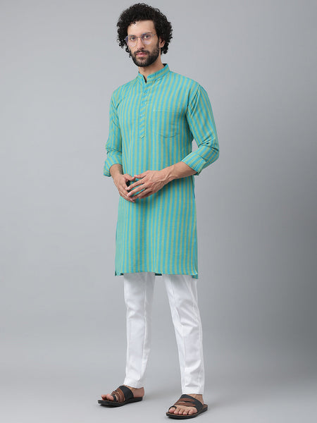 RIAG Blue Men's Ethnic Long Kurta And Pyjama Set