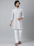 RIAG Grey Color Long Sleeves Ethnic Men's Cotton Long Kurta - Distacart