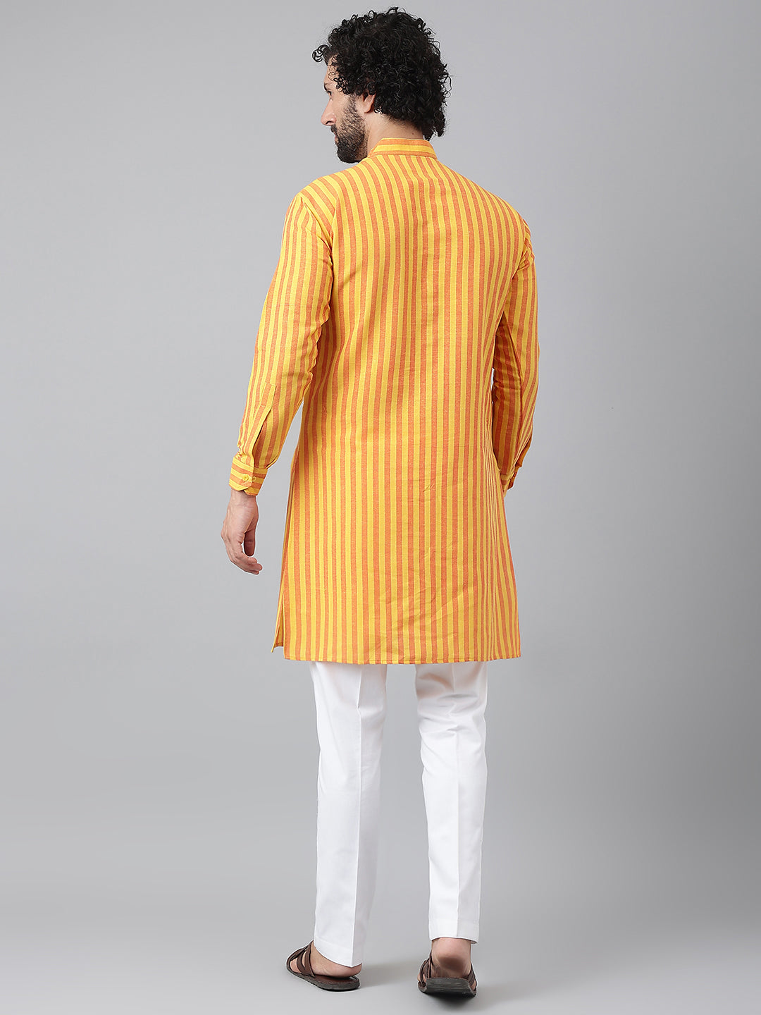 RIAG Yellow Men's Ethnic Long Kurta And Pyjama Set - Distacart