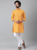 RIAG Yellow Men's Ethnic Long Kurta And Pyjama Set - Distacart