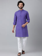 RIAG Navy Men's Ethnic Long Kurta And Pyjama Set - Distacart