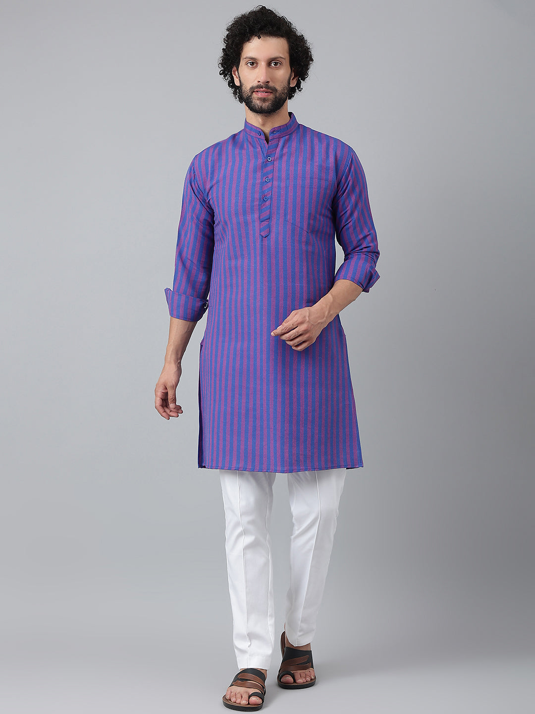 RIAG Navy Men's Ethnic Long Kurta And Pyjama Set - Distacart