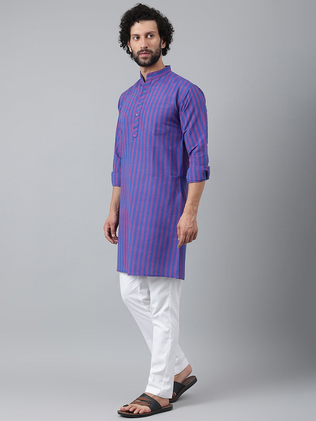 RIAG Navy Men's Ethnic Long Kurta And Pyjama Set - Distacart
