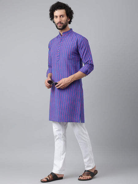 RIAG Navy Men's Ethnic Long Kurta And Pyjama Set
