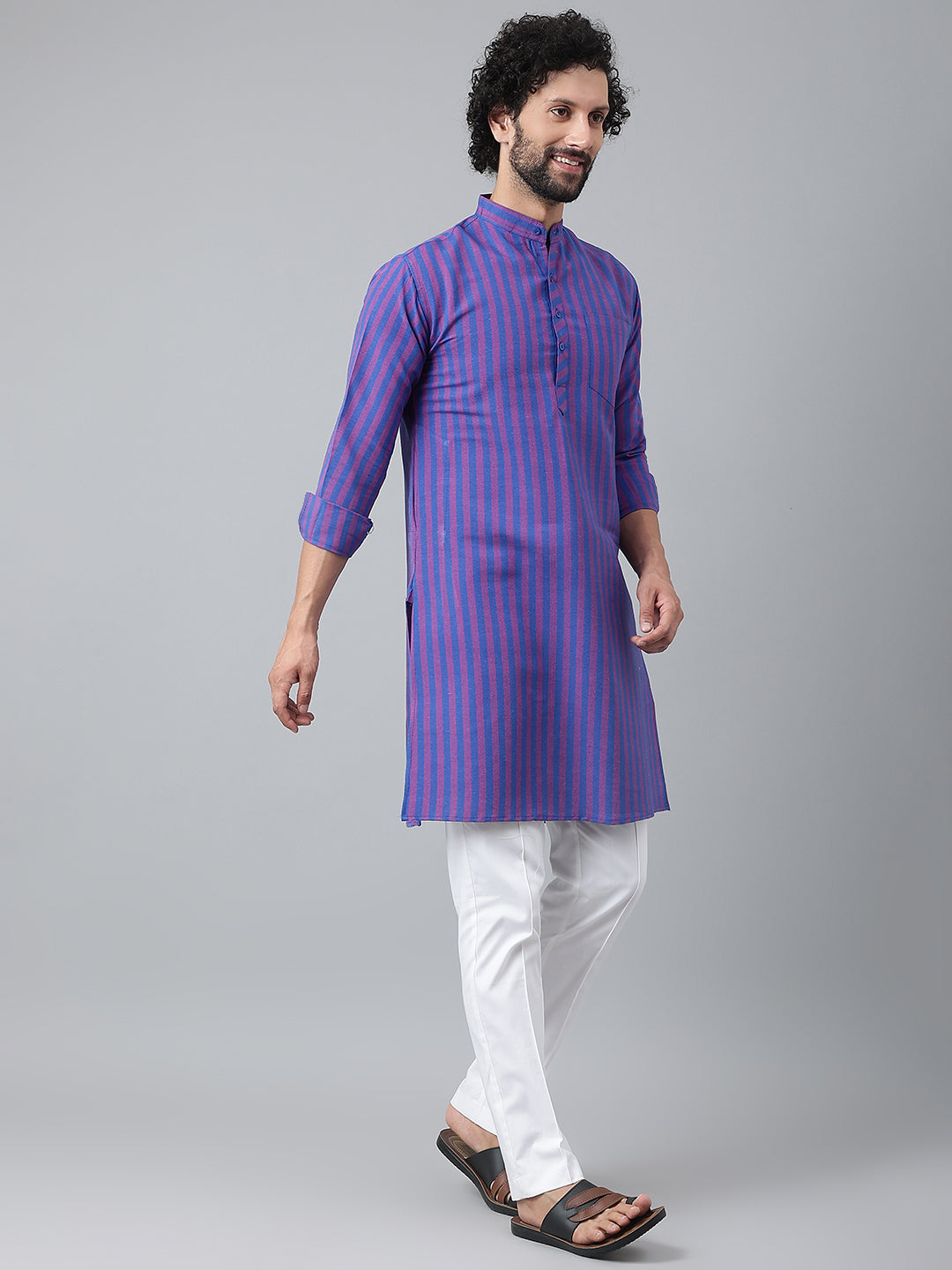 RIAG Navy Men's Ethnic Long Kurta And Pyjama Set - Distacart