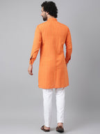 RIAG Orange Men's Ethnic Long Kurta And Pyjama Set - Distacart