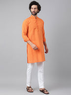 RIAG Orange Men's Ethnic Long Kurta And Pyjama Set - Distacart