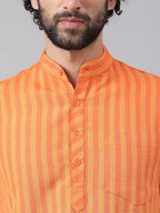 RIAG Orange Color Long Sleeves Ethnic Men's Cotton Long Kurta - Distacart