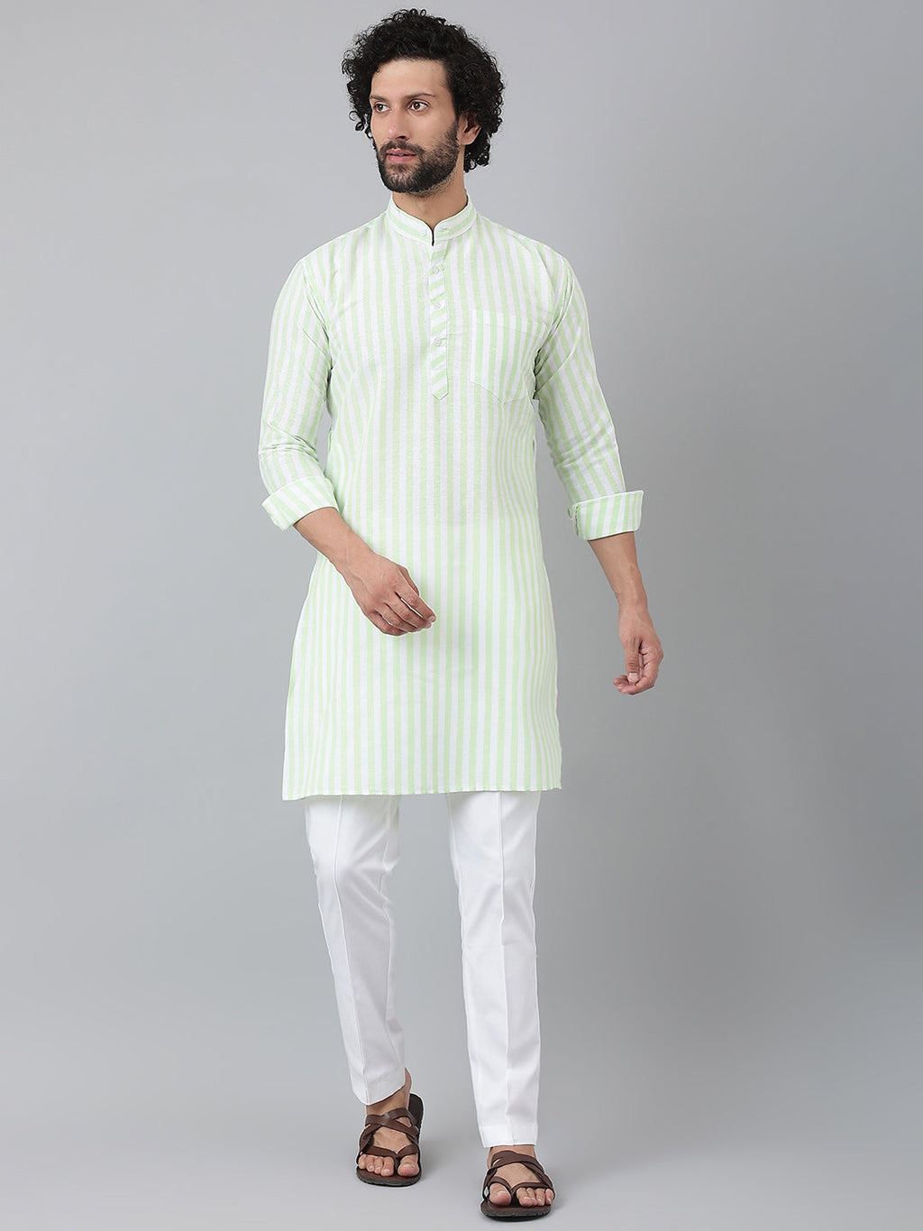 RIAG Green Men's Ethnic Long Kurta And Pyjama Set - Distacart