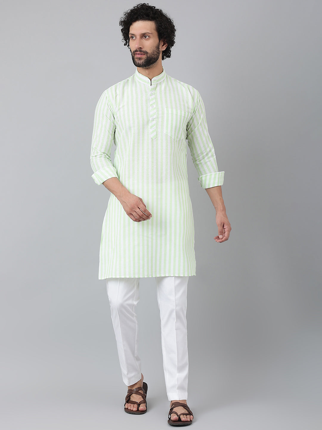 RIAG Green Men's Ethnic Long Kurta And Pyjama Set - Distacart