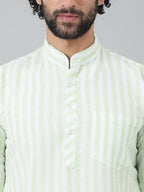 RIAG Green Color Long Sleeves Ethnic Men's Cotton Long Kurta - Distacart