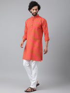 RIAG Red Men's Ethnic Long Kurta And Pyjama Set - Distacart