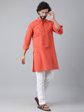 RIAG Red Men's Ethnic Long Kurta And Pyjama Set - Distacart