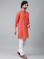 RIAG Red Men's Ethnic Long Kurta And Pyjama Set - Distacart